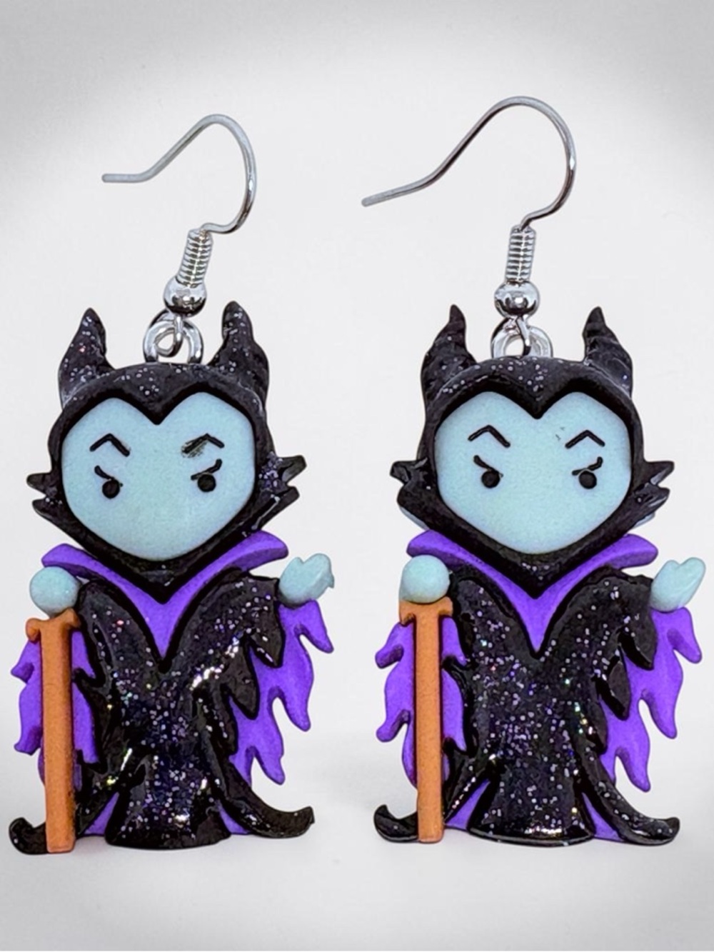 Handmade Black & Purple Villain Drop Earrings